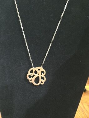 Monogram-"J" Inspired Gold Script Pendant Necklace